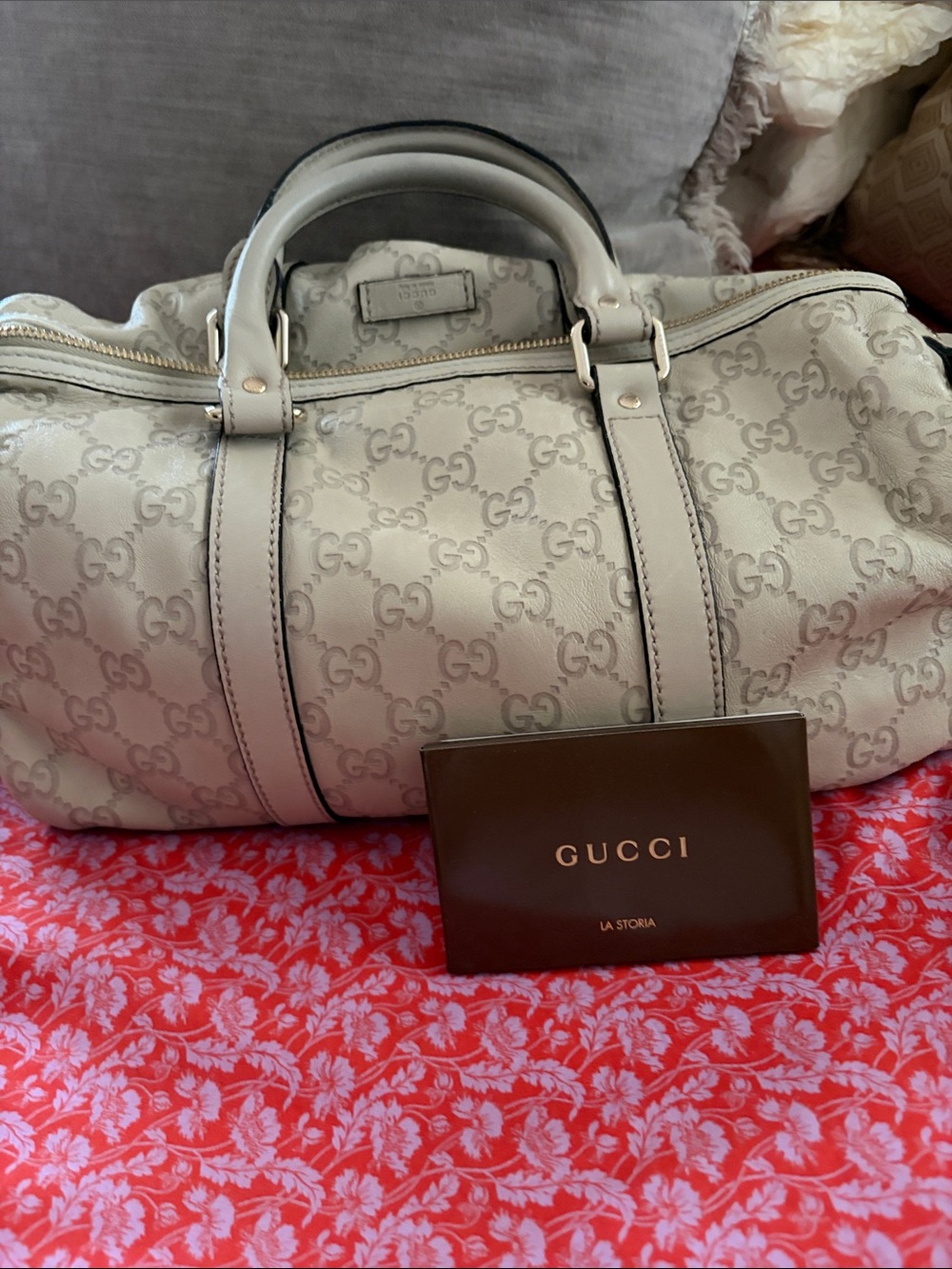 Gucci Light Gray GG Canvas Bowling Bag